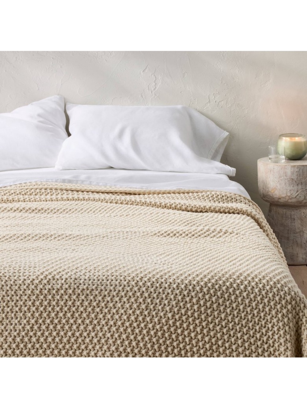 Casaluna F/Q Chunky Knit Blanket , Natural